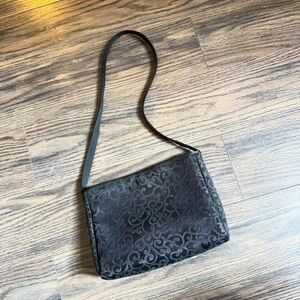 Elegant Black Patterned Shoulder Bag